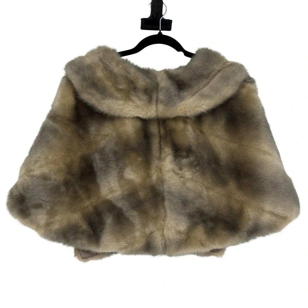 Eliza J Womens Brown Tan Faux Fur Capelet Shrug Shawl Wrap Size Large L